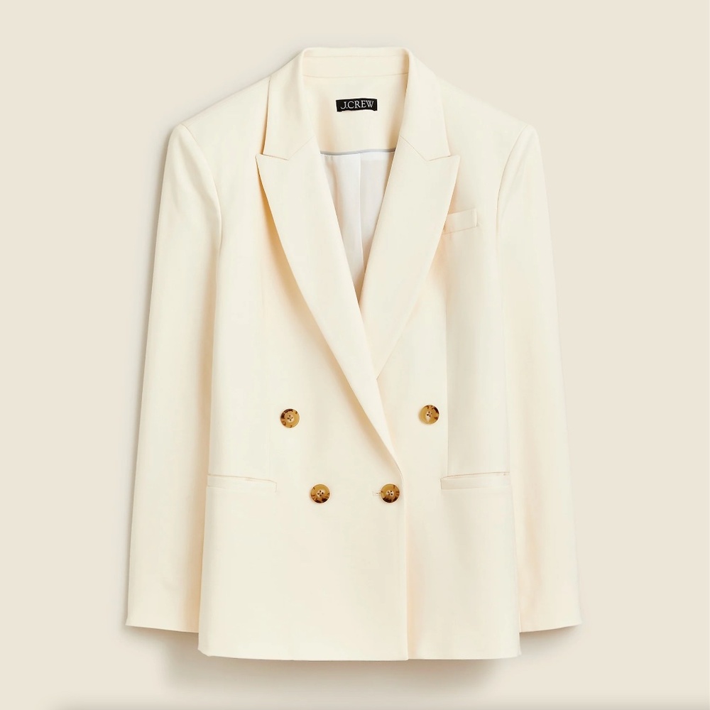J. CREW Relaxed double-breasted blazer in city twill Soft Ivory $454 NWT 4